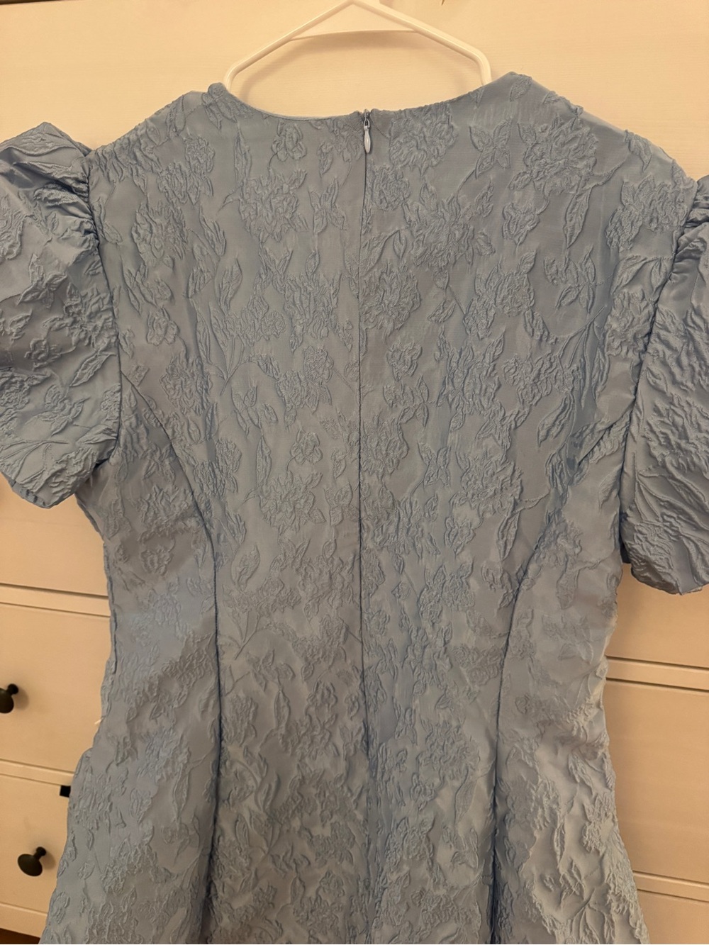 Dream Sister Jane jacquard bow mini dress in powder blue - Picture 8 of 9